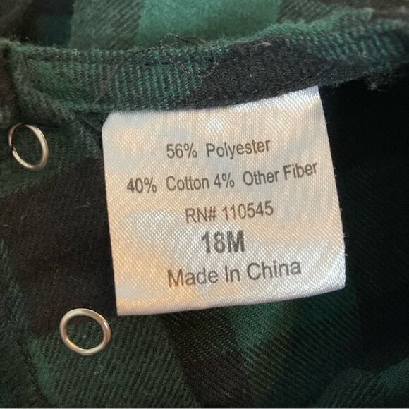 Green and Black Buffalo Plaid Christmas Holiday Poet Long Half Sleeve Dress - Picture 6 of 7